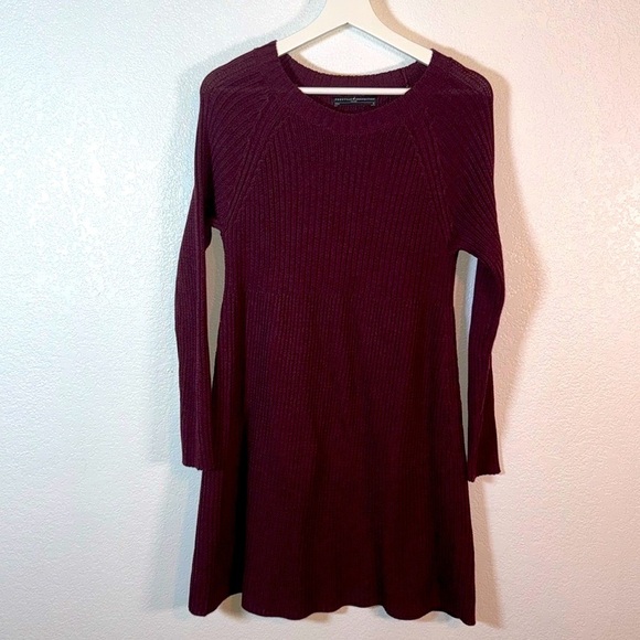 Peruvian Connection Maroon Babydoll Sweater Dress Size Medium - Picture 1 of 7